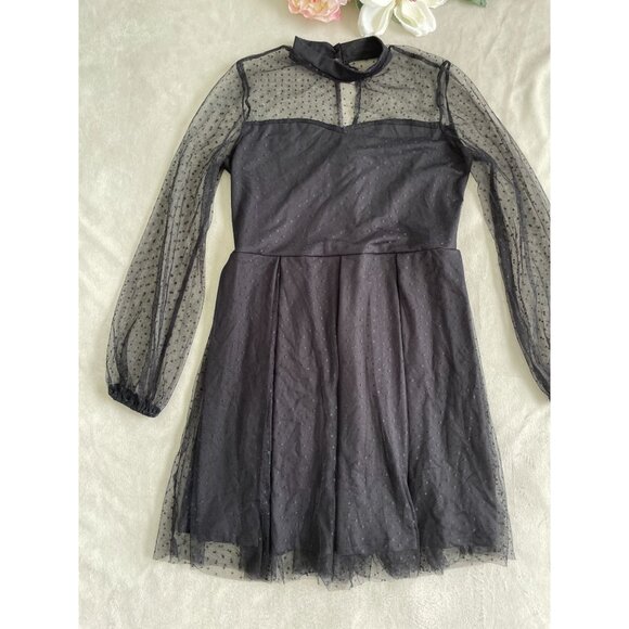 Whimsigoth Black Mesh Polka Dot Sheer Lace Whimsygoth Dainty Dress - Picture 2 of 13